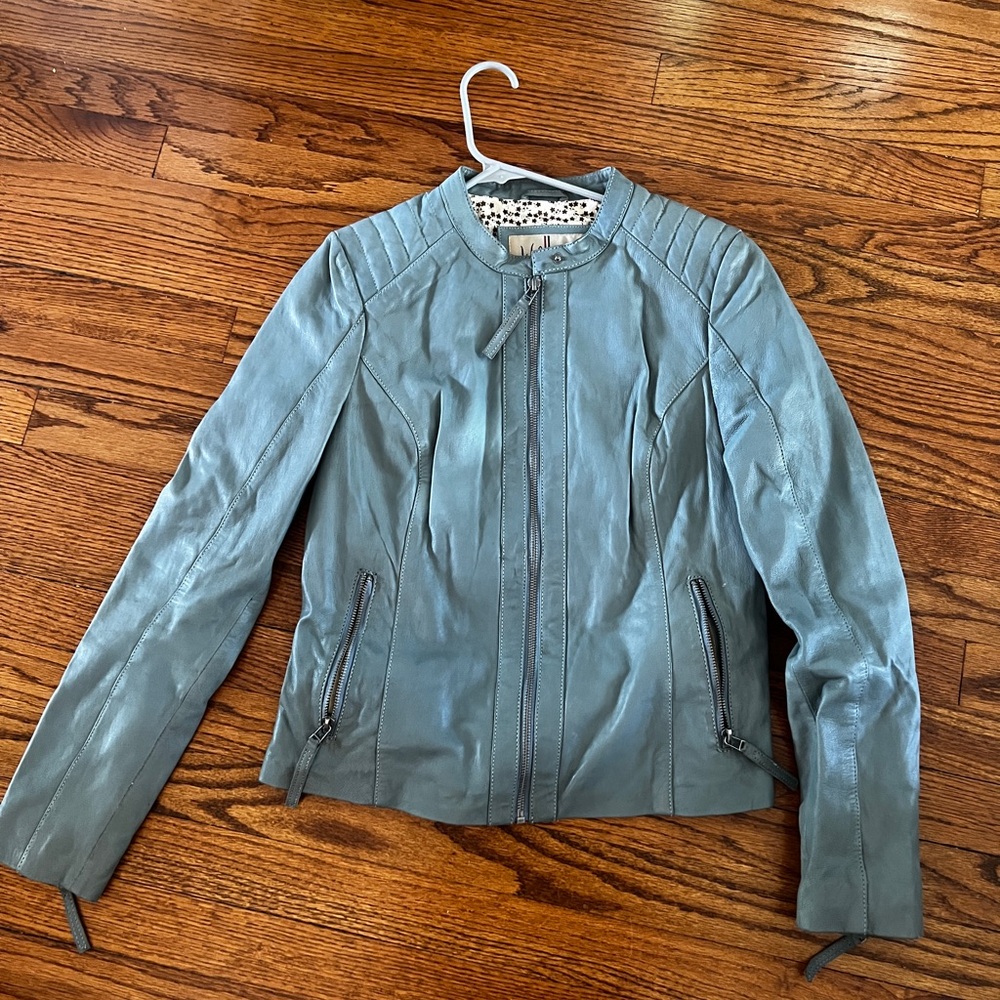 Light Blue Leather Jacket